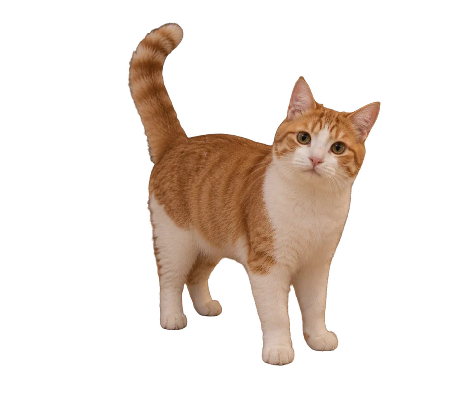 Cat cutout with a transparent background, processed from a phone photo