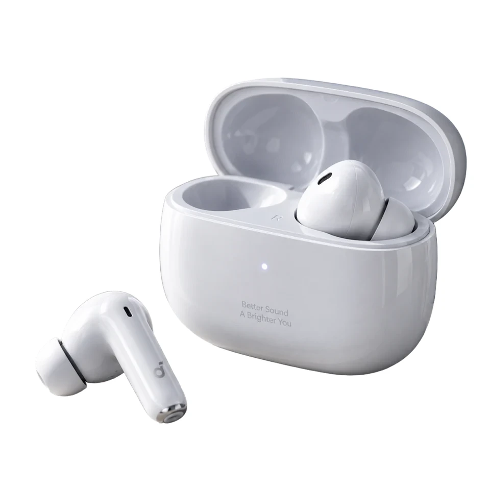 Earbuds product photo on a pure white background, ready for a marketplace listing